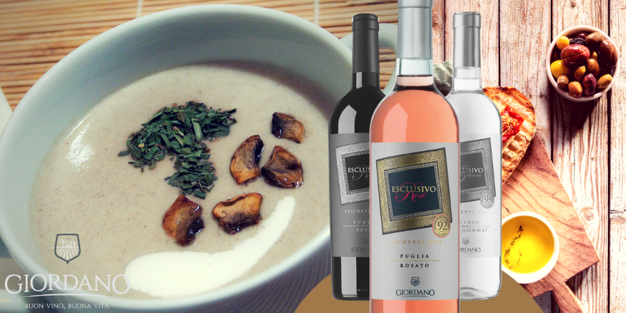 Esclusivo Etichetta Oro Rosato Puglia IGT e... Crema di funghi Esclusivo Etichetta Oro Rosato Puglia IGT e... Crema di funghi